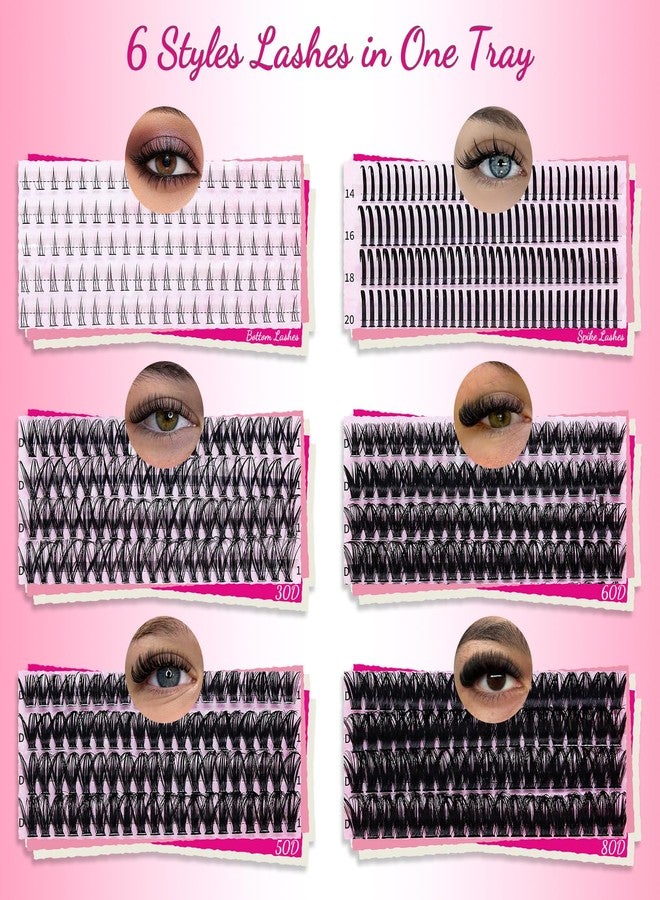 RITALASH Lash Extension Kit Cluster Lashes Kit+Bottom Lashes+Spikes Lash Clusters Eyelash Extensions with Lash Bond and Seal,Lash Remover,Lash Tweezers(30D 50D 60D 80D+Bottom Lashes+Spike Lash Kit) - Image 3